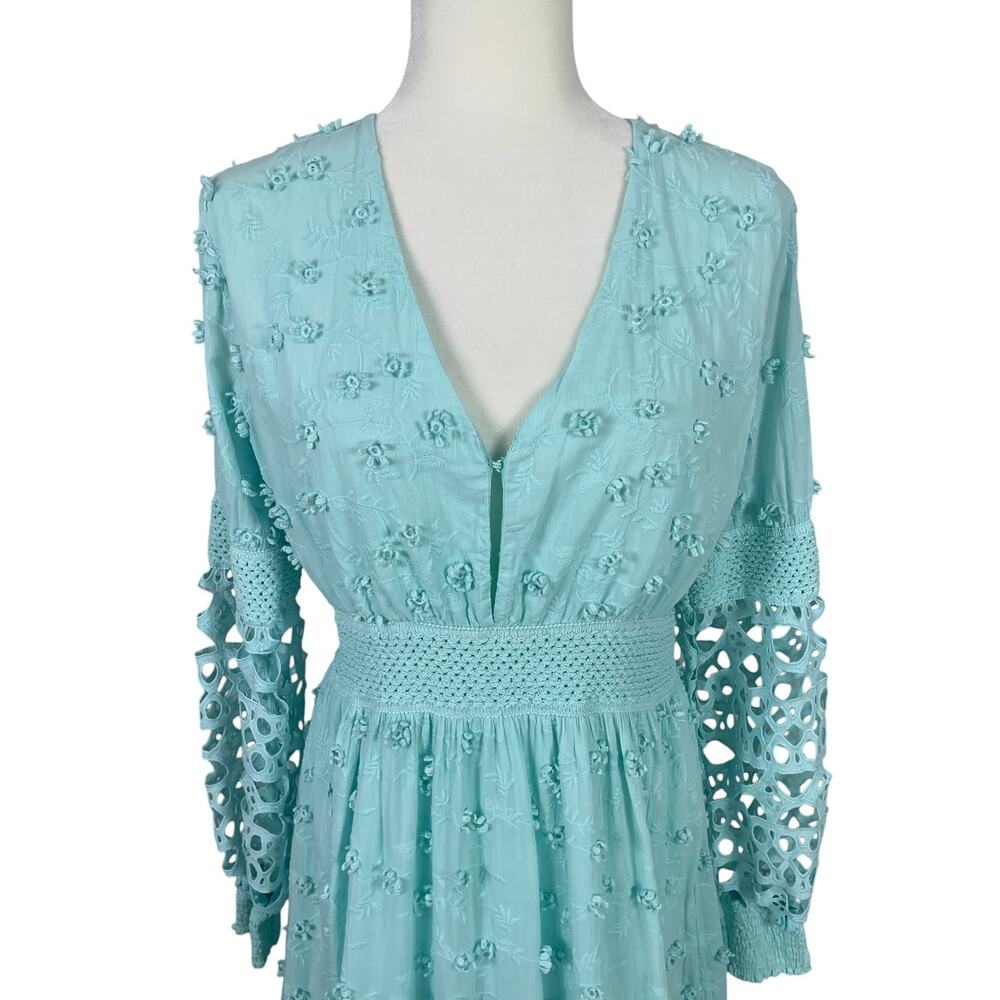 Boston Proper Cotton Embroidered Floral Maxi Dress Sz S Whimsy Cottage Boho - Picture 2 of 14